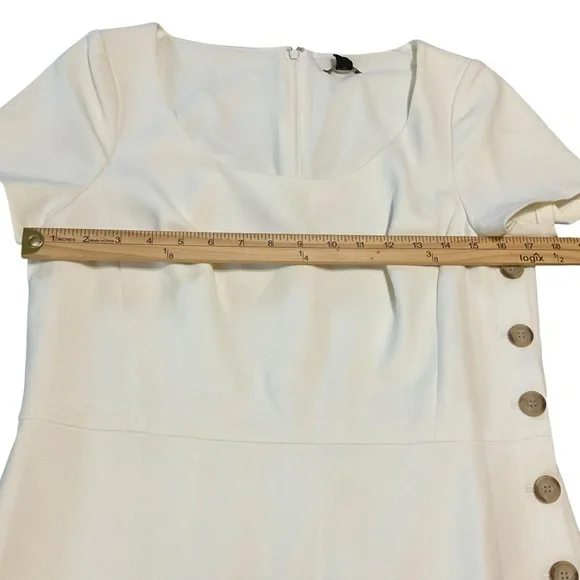Ann Taylor White Side Button Sheath Dress Size 10 - Picture 10 of 10